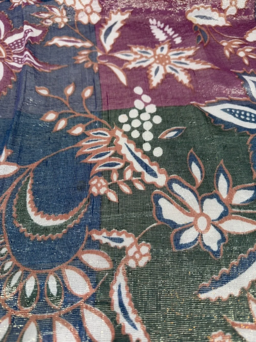 Vintage Oscar de la Renta Silk Blend Paisley Floral Scarf Sarong Wrap
